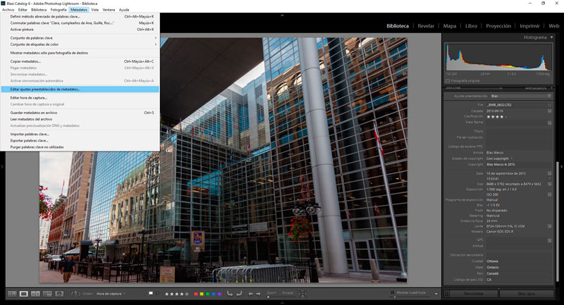 Actualizar el Copyright 2016 en Lightroom